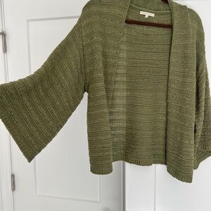 Anthropologie Olive Green Open-Front Cardigan